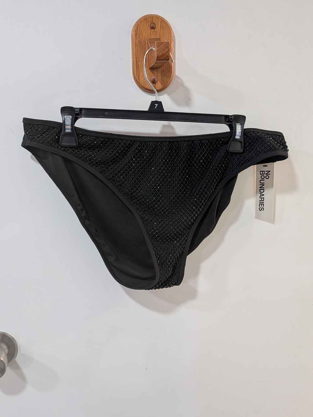 No Boundaries Black Mesh-Overlay Bikini Bottoms
